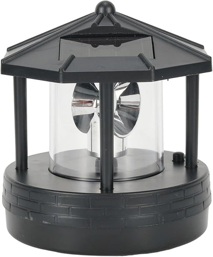 Solar Powered Lighthouse, for 360 Degree Rotating Lamp IP65 Solar Lighthouse Landscape Path Lights Garden Yard Outdoor Decor(Black)