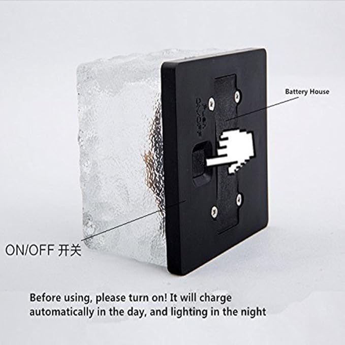 Solar Glass Brick Lights, Ice Cube Lights Solar Landscape Light Buried LED Frost Glass Path Lights for Garden, Outdoor Decoration Waterproof 4-Pack (Blue)