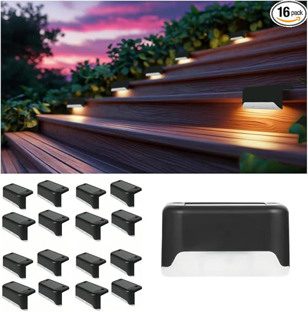 16-Pack Solar Deck Lights, Outdoor Waterproof LED Lights for Pathways, Stairs, Patios, Fences - Easy Install | Lumora
