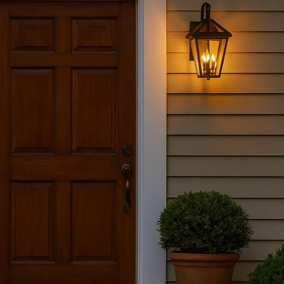 Hinkley Alford Place 2560MB-LL Medium Outdoor LED Wall Mount Lantern - Die Cast Aluminum Frame, Sealed Clear Glass, Dimmable - Museum Black