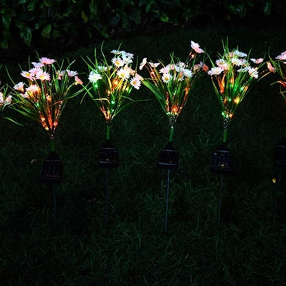 Solar Lawn Light Flower Light 2 Pack 28LED Daisy Solar Garden Light,Outdoor Decoration Stake Lights,Waterproof Solar Landscape Light Statue lamp Garden Stakes Decorative,Lawn (White)