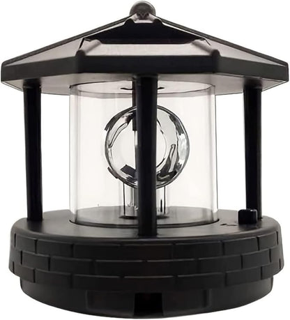 Solar Powered Rotating Lighthouse 360 Degree Rotating Lamp with High Brightness Eco-Friendly LED Lights Waterproof Statue for Garden, Yard, Outdoor Deco, Black