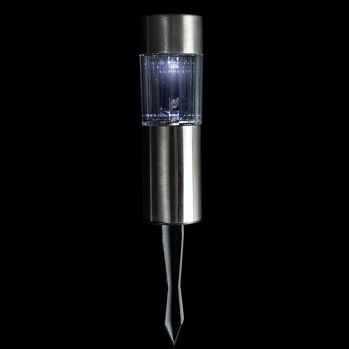 Northlight Set of 6 Solar Powered LED Pathway Markers - 10" - Silver