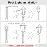 Universal Outdoor Post Light Pole with Hanging Arm, Black Cast Aluminum Pole with 2.36" Fitter Mount, 76in Tall | Lumora