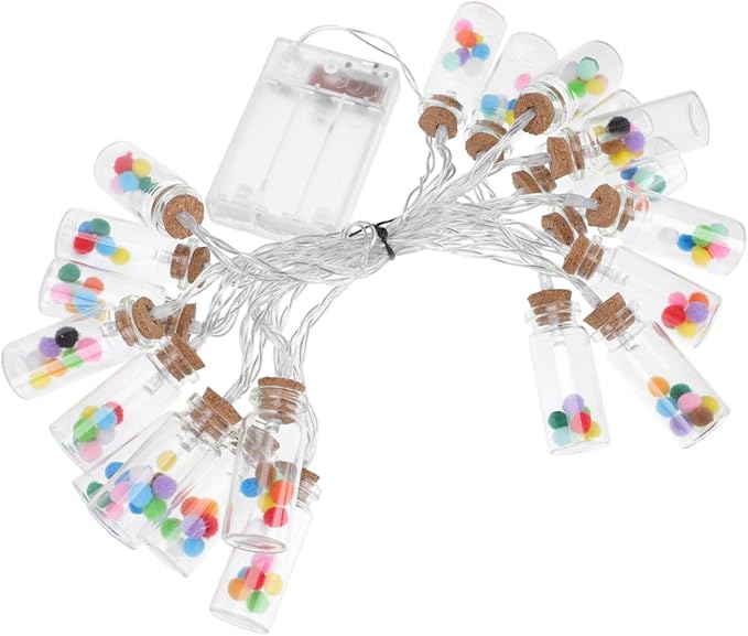 Scene LED Wish Bottle String Light Colorful Pom-Pom Indoor Decor Battery-Free Fairy Light Cork Stopper for Parties and Home Decoration
