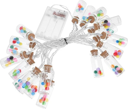 Scene LED Wish Bottle String Light Colorful Pom-Pom Indoor Decor Battery-Free Fairy Light Cork Stopper for Parties and Home Decoration