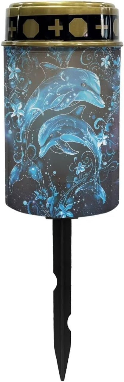 Whale Floral Solar Cemetery Grave Decorations, Waterproof Memorial Cemetery Decorations Lights for Birthday Mother Day Fathery Day Memorial Day Christmas