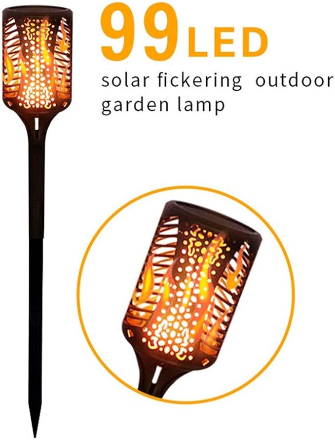 Ulalaza Solar Outdoor Lights 99 LED Flickering Flames Torch Light Waterproof Landscape Ligh Auto On/Off Path Lights