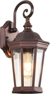 Outdoor Wall Lantern, Exterior Waterproof Outdoor Wall Light Fixtures, Brown Aluminum Porch Sconces with E26 | Lumora
