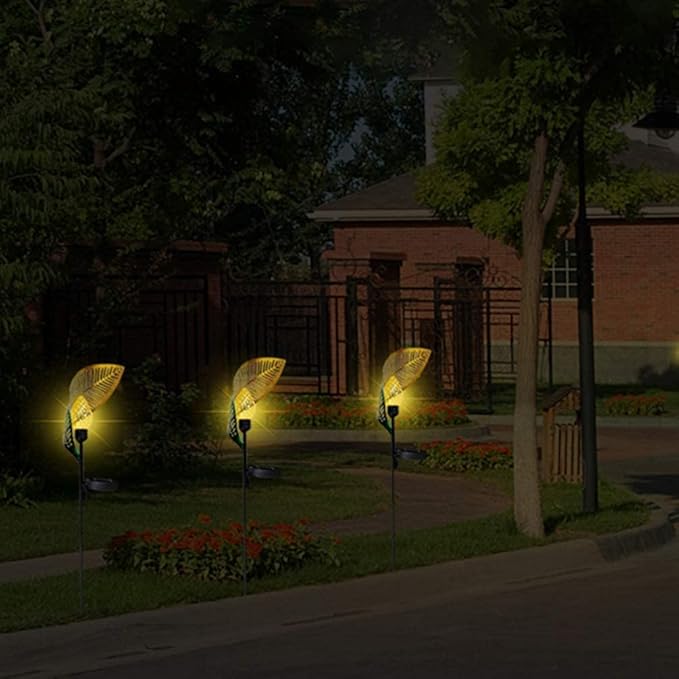 Solar Garden Lights Solar Pathway Lights Solar Garden Leaf Stake Lights Pathway Markers Landscape Lights Solar Garden Lawn Lights for Lawn Patio Yard Walkway