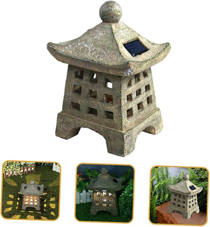 Lawn Decorations Outdoor Solar Pathway Lights Pagoda Garden Statue Landscape Lighting