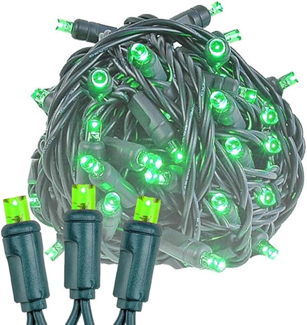 Novelty Lights 25 Feet 50 LED True Twinkle Green Outdoor Christmas String, 100% Twinkle 5mm LED Lights on Green | Lumora