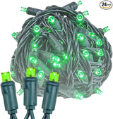 Novelty Lights 24-Pack, 25 Feet 50 LED Green Christmas Mini Light String on Green Wire, 5mm Wide Angle Bulbs | Lumora