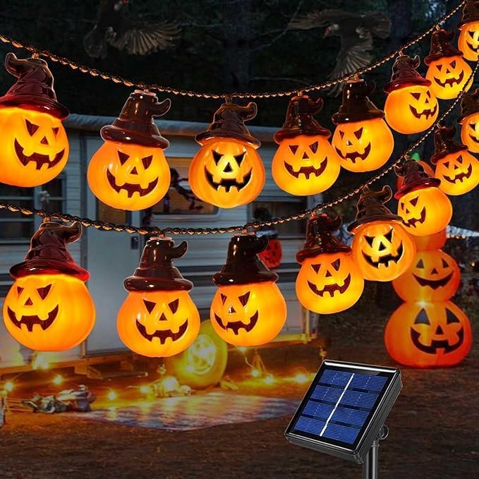 1 Pack Solar Jack O Lantern Lights - Orange Halloween Pathway Decor for Outdoor Halloween Yard Display - 20 Piece | Lumora