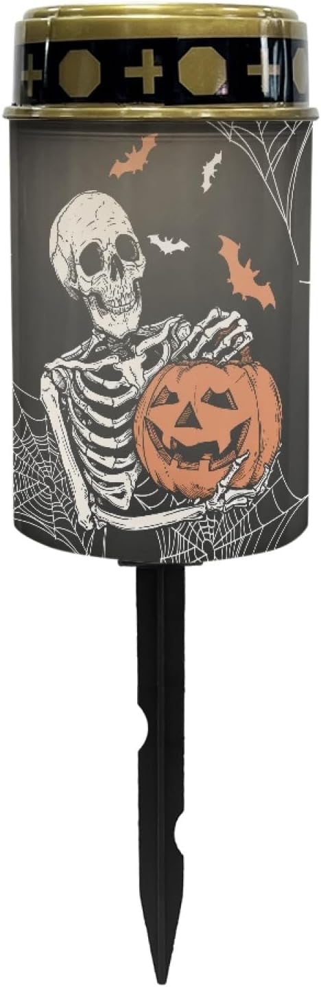 Halloween Skull Solar Pathway Lights,Waterproof Solar Garden Lights Outdoor Solar Walkway Lights Landscape Halloween Decoration Lighting for Yard,Walkway,Patio,Driveway