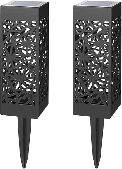 2pcs Solar Lawn Lights Outdoor Garden Solar Pathway Lights Hollow Outdoor Stake Lamps with Warm White and Cool White LED for Yard Driveway Landscape Lighting