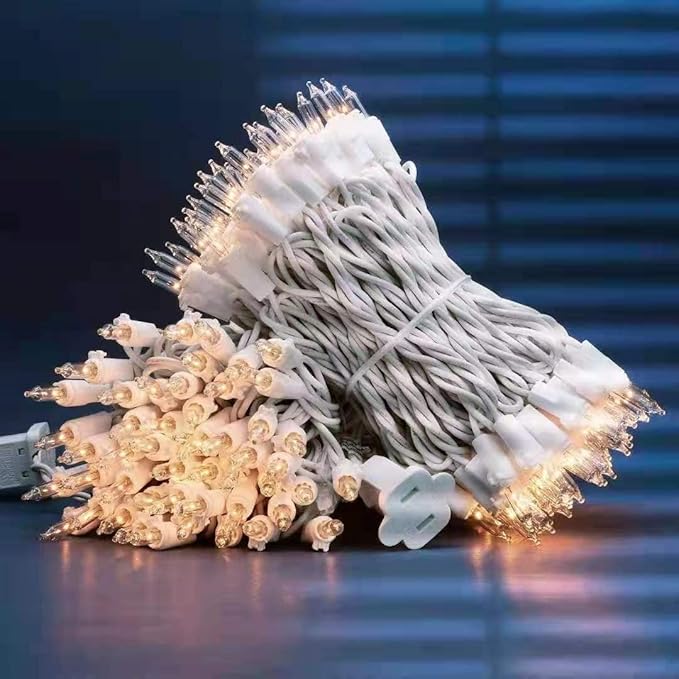 LAMPHOME Christmas Lights 150 Count Mini Clear Valentines Lights 31.9ft White Wire Christmas Tree String Lights for Outdoor Indoor Christmas Decorations Wedding Valentines Day Decor,UL Certified