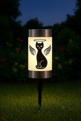 Solar Cat Memorial Garden Light, Outdoor Pet Remembrance Keepsake with Angel Silhouette, Automatic Dusk to Dawn LED | Lumora