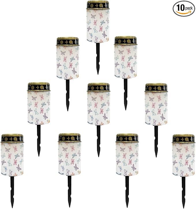 Watercolor Butterfly Solar Garden Lights Outdoor Solar Floral Lights LED Solar Lantern for Yard,Patio,Driveway,Home Solar Stake Lights Flameless Lights,Birthday Decoration