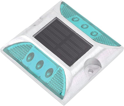 Solar Driveway Lights, Cast Aluminum IP68 Light with 72H Runtime for Pathway and Highway Marking (Green)