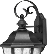 Hinkley Edgewater Medium Wall Mount Outdoor Lantern - Estate Series, 3-Light, Aluminum, Clear Seedy Glass - Black | Lumora