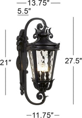 John Timberland Marseille Rustic Vintage Outdoor Wall Light Fixture Textured Black Scroll 27 1/2" Hammered Glass | Lumora