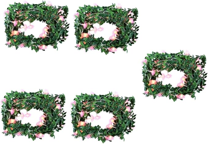 DOITOOL 5pcs Simulated Floral Wreath Light Led String Light Lovely Outdoor Decor for Christmas Festival for Use