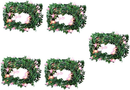 DOITOOL 5pcs Simulated Floral Wreath Light Led String Light Lovely Outdoor Decor for Christmas Festival for Use