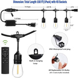 150FT String Lights for Outside Remote Controlled Waterproof with 48pcs Replaceable S14 Warm Bulbs for Patio | Lumora