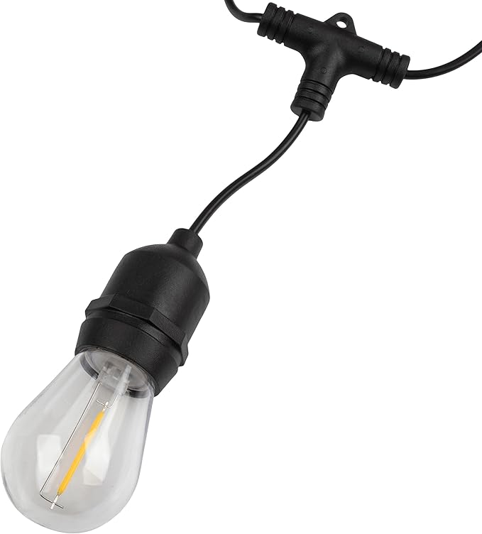 Outdoor String Lights - 50 Ft Patio Lights with 24 Vintage-Style LED Edison Bulbs and Hanging Sockets for Porch, Backyard, and Events by Pure Garden