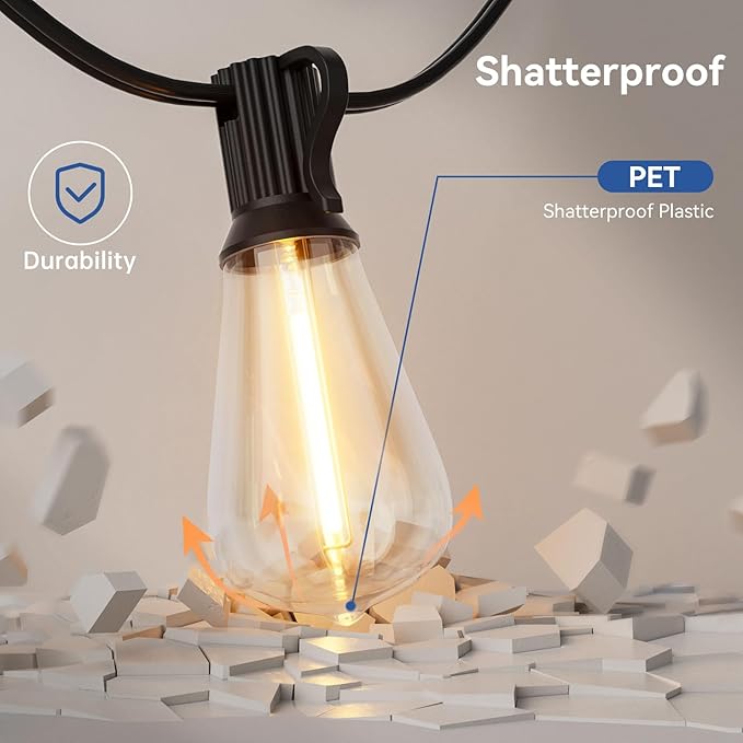 100 FT Solar String Lights Outdoor Waterproof with Remote & USB Port, Solar Power Patio Hanging Lights with Dimmer | Lumora