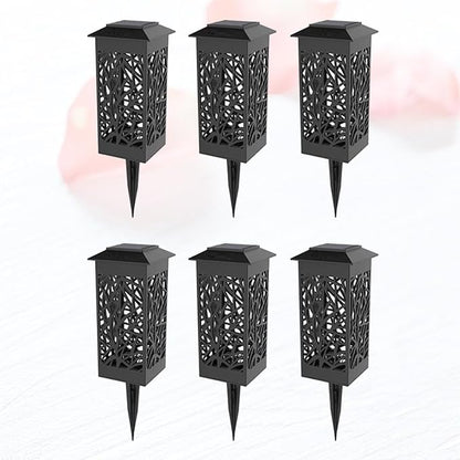6pcs Solar Hollow-Out Ground Plug Lights Waterproof Garden Solar Path Lights Warm White for Outdoor Lawn Landscape