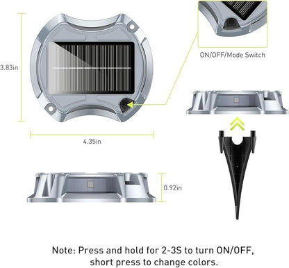 AGPTEK 5 in 1 Solar Driveway Lights Outdoor with Ground Spikes, IP67 Waterproof Solar Lights with 5 Modes (Blue/White/Warm/Mixed/Flashing) for Deck, Stairs, Pathway, Garden, Patio(Rectangle, 4 Pack)