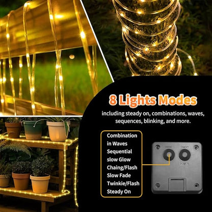 Solar Rope Light 3 Pack 39 FT 100 LEDs IP65 Waterproof Outdoor LED ‎Solar Outdoor Lights for Party Garden Yard Home Wedding Christmas Halloween Holiday Tree Decoration Lighting(3 Pack)