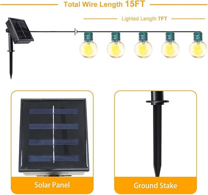 Afirst Solar Outdoor String Lights 15FT with 25 LED Bulbs Waterproof Patio Lights for Garden Backyard Porch Balcony (Green)