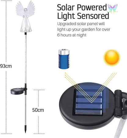 Qualife Solar Angel Lights Outdoor, Garden Gifts for Housewarming Mom Women,Solar Powered Decorative Lights for Garden Yard Patio, Cemetery Grave Decoration, 2 Pack.