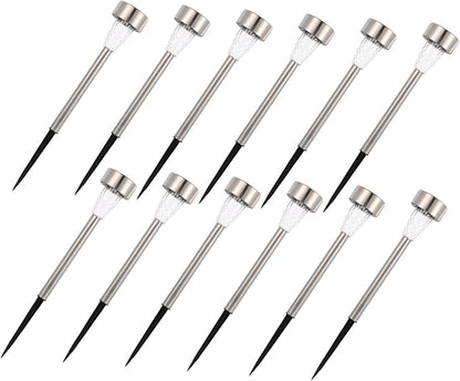 Yardwe 12pcs Solar Pathway Lights Outdoor Stainless Steel Landscape Lighting Kit for Garden Patio White LED Solar Powered Decor with Easy Installation and Weather Resistant Design