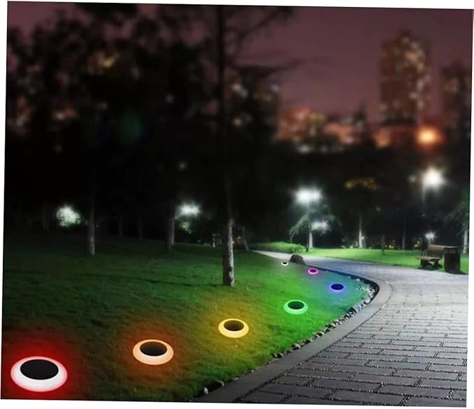 DOITOOL Solar-Powered Garden Lights 2 Pack Ground RGB Led for Outdoor Pathway Landscape