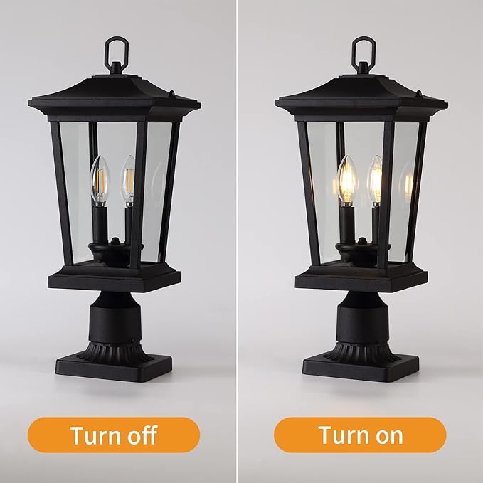 Outdoor Post Lights, Cast Aluminum Lamp Post Light Fixture, 2-Light Pole Mount Light with Clear Glass, Outdoor Pier | Lumora
