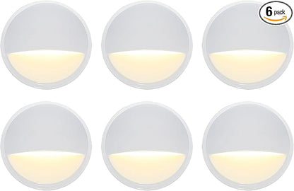 GKOLED Landscape Deck Light, Low Voltage 12V AC/DC Outdoor Patio Lighting, LED 2W Step Light, Die-Casting Aluminium with Glossy White Powder Coated Finish, 3000K, 6 Pack