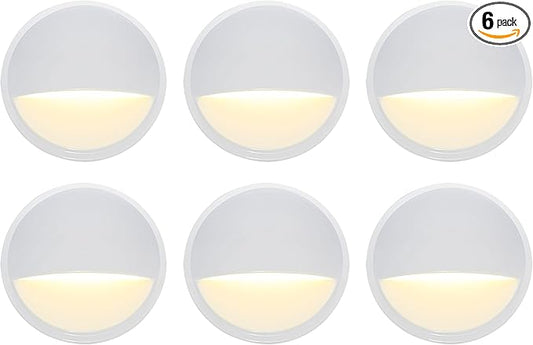 GKOLED Landscape Deck Light, Low Voltage 12V AC/DC Outdoor Patio Lighting, LED 2W Step Light, Die-Casting Aluminium with Glossy White Powder Coated Finish, 3000K, 6 Pack