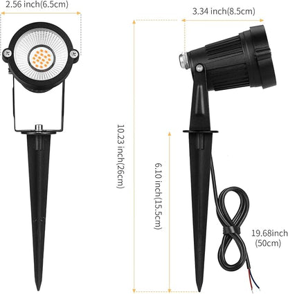 Low Voltage Landscape Lights Outdoor: 7W 700LM LED Landscape Lighting with Connectors for Tree Garden Yard Pathway | 12V 24V Warm White 2700K Spotlights | IP65 Waterproof | 6 Pack