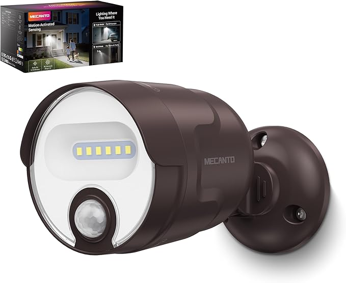 Motion Sensor Light Outdoor Battery Operated, 4000mAh Rechargeable 600 Lumen Battery Outside Lights Spotlight, IP65 Waterproof for Porch, Garage, House (Brown)