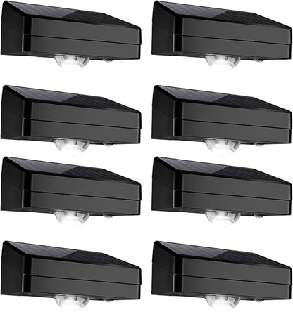 Solar Fence Lights Outdoor Waterproof 8 Pack,Solar Deck Lights with Warm & Cool White + RGB Modes (Fixed/Jump/Breath),10 Colors LED Step Lights,Dusk to Dawn Wall Lights for Patio,Yard,Stairs,Pathway