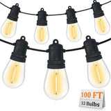 S14 Patio String Lights, 100FT Outdoor Patio String Light with 35 Clear LED Bulbs (2 Spare), UL Certified | Lumora