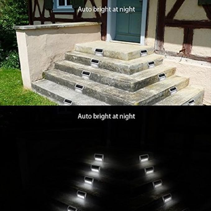 Solar Stair Lights, EpicGadget Waterproof Outdoor LED Step Lighting 3 LED Solar Powered Step Lights Stainless Steel | Lumora