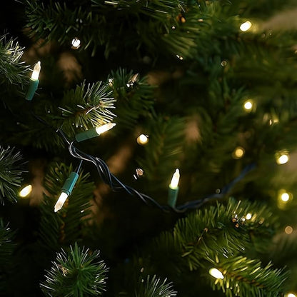 Novelty Lights 50 Feet 100 Bulbs Traditional Incandescent Mini Lights, Frosted on Green Wire with 6" Spacing, Commercial Grade and UL Listed for Indoor/Outdoor Use, End-to-End Connectable