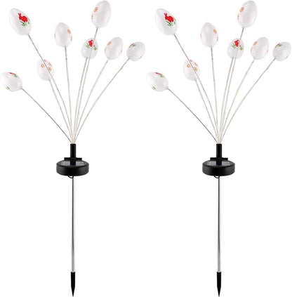 2 Packs Solar Easter Decorations Outdoor Stake Lights, LED Egg Lights for Easter Decor, Waterproof Solar Stake Light for Lawn Pathway Landscape Yard Porch Patio(Color:Colorful)