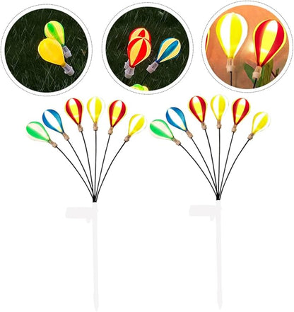 VANZACK Solar-Powered Garden Lights 2 Pack Air Balloon Shape Decorative Stake Lights Led for Outdoor Yard Decorations Automatic Night Lighting Energy-Saving