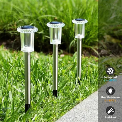 Solar Street Lights Outdoor, 12 Pack, Waterproof Pathway Lights, Warm White LED, Garden Landscape Lighting (12)